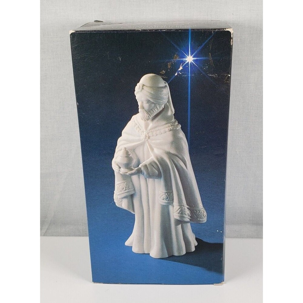 Vintage 1982 AVON Nativity Collectibles The Magi Bathasar Porcelain Figurine Box